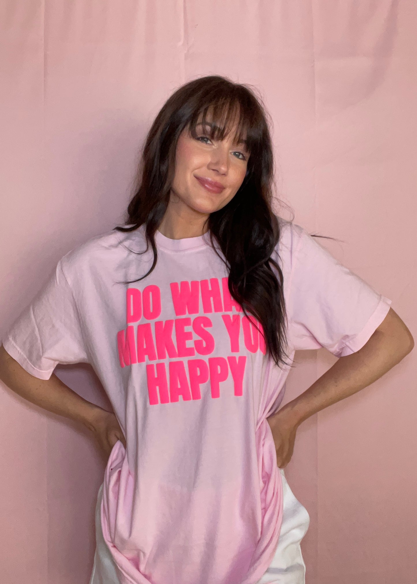 pink do what makes you happy t-shirt
