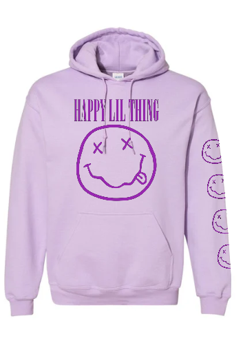 purple happy lil thing hoodie