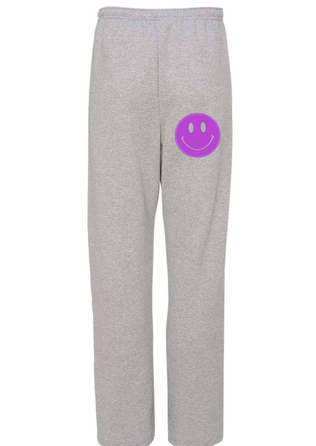 grey+purple open bottom smiley sweatpants
