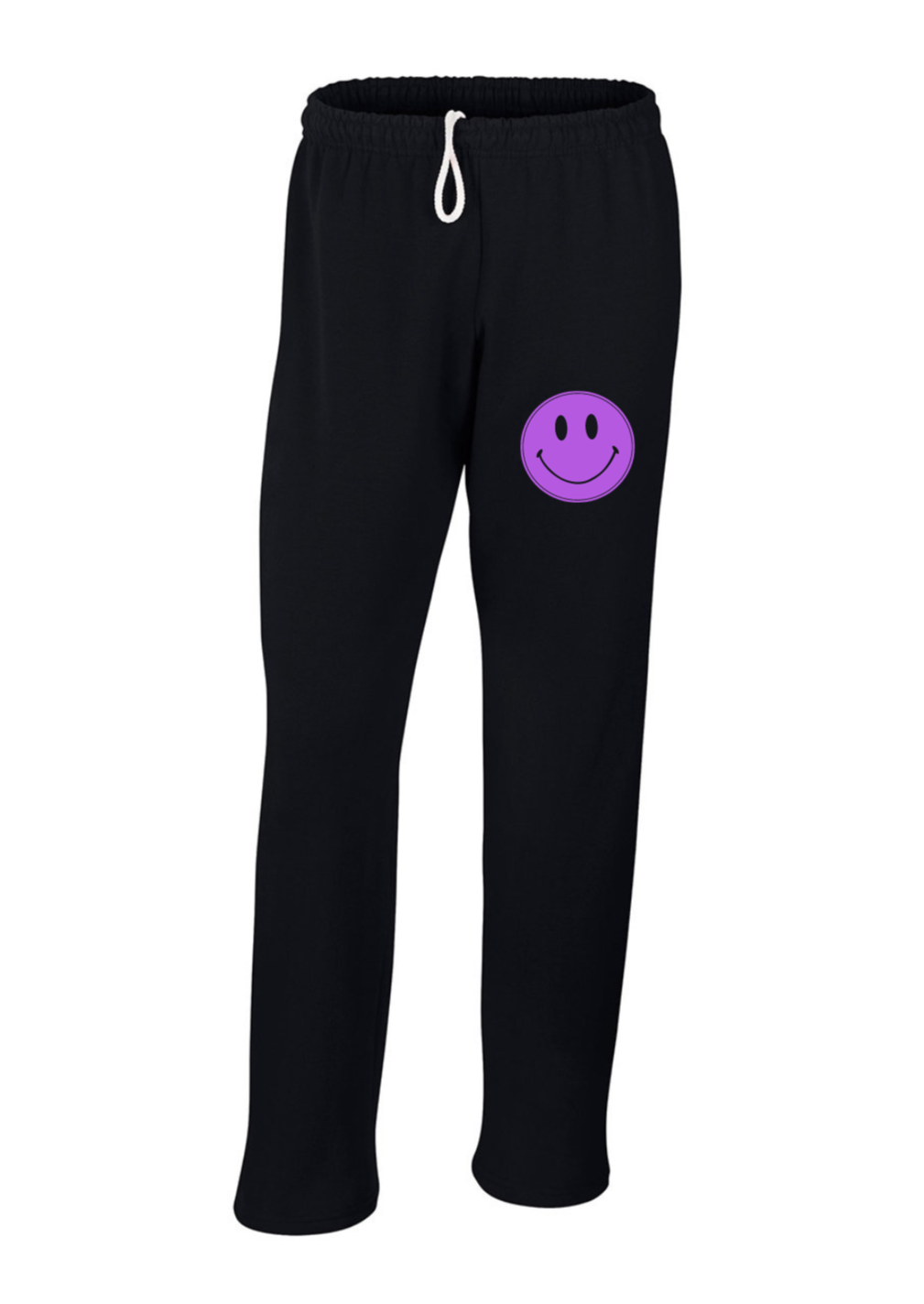 black+purple open bottom smiley sweatpants