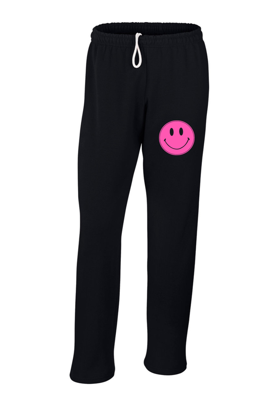 black+pink open bottom smiley sweatpants