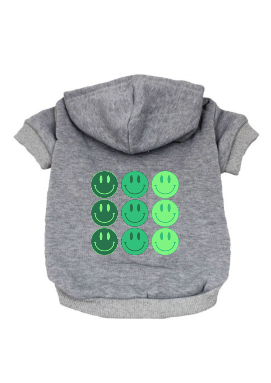 green smiley dog hoodie