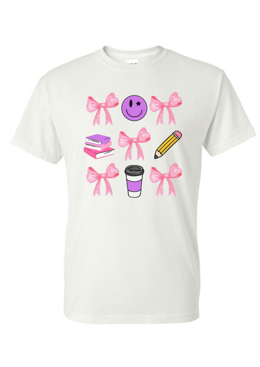 girly teacher t-shirt (pink + purple)