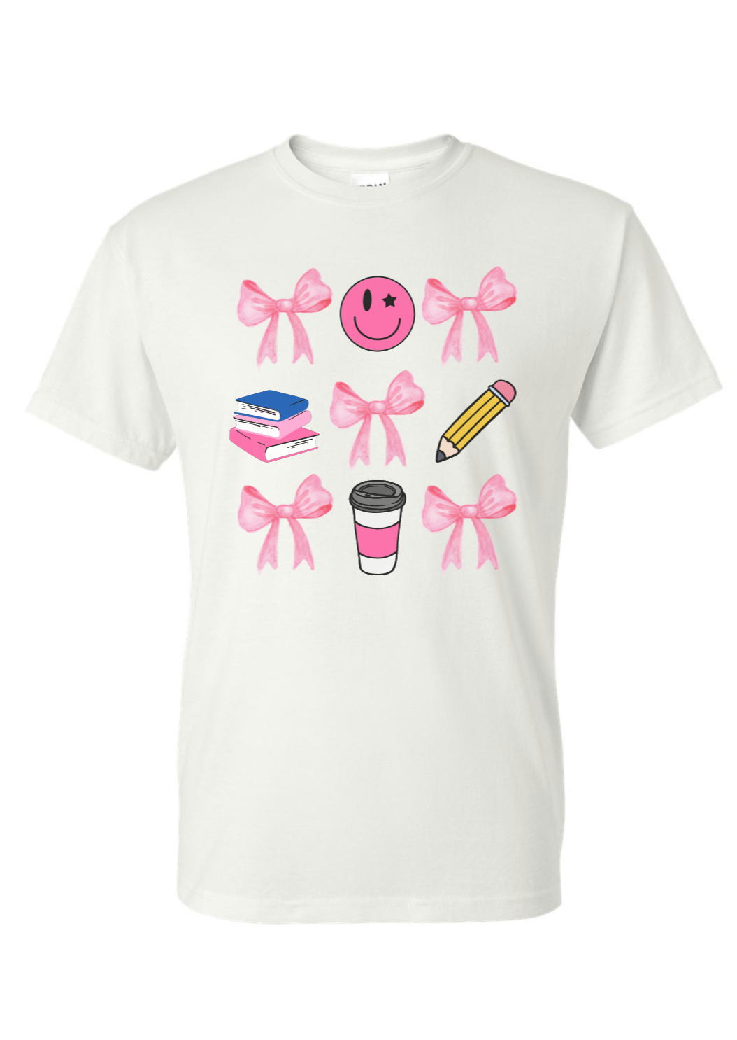 girly teacher t-shirt (pink + blue)