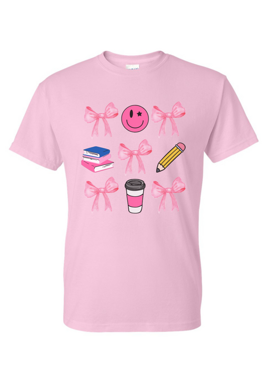 girly teacher t-shirt (pink + blue)