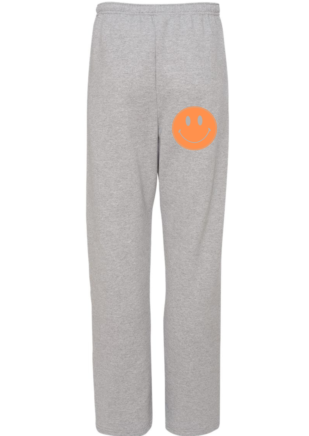grey+orange open bottom smiley sweatpants