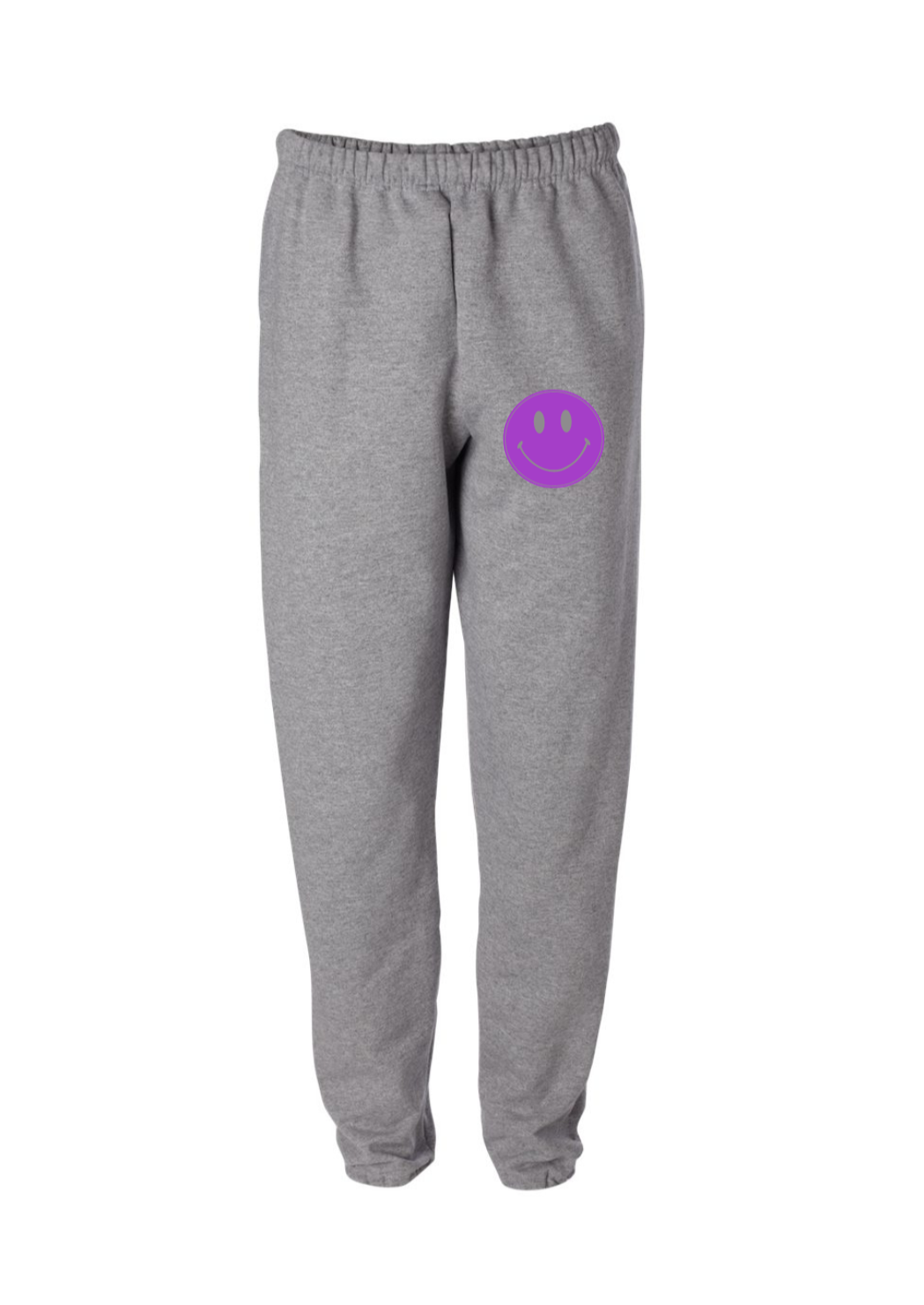 grey+purple smiley jogger style sweatpants