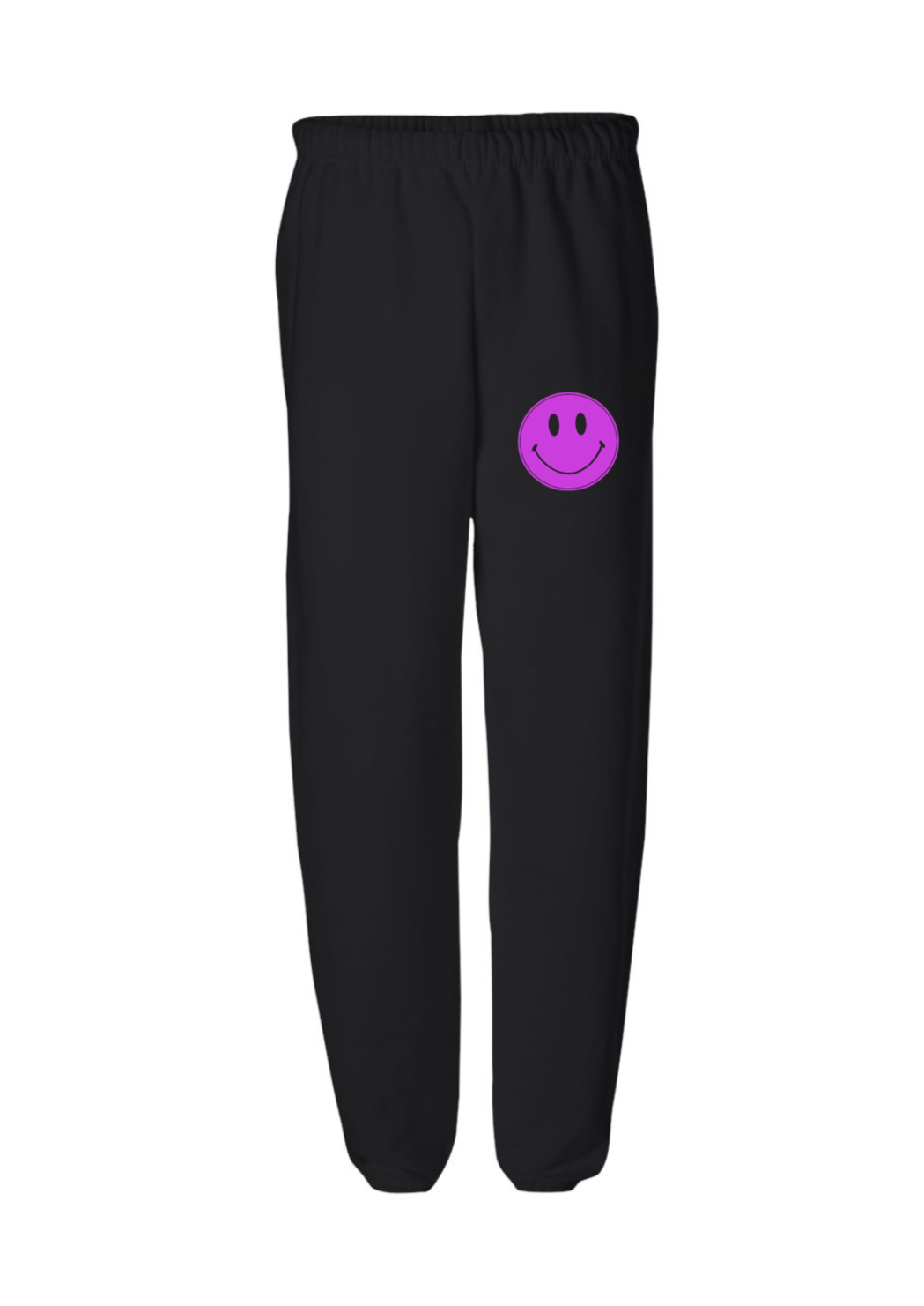 black+purple smiley jogger style sweatpants