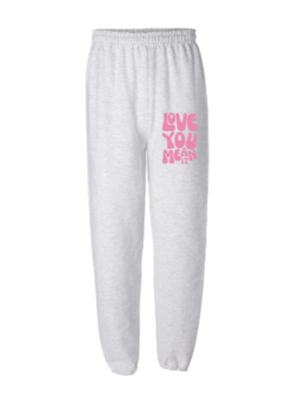 grey love you mean it jogger style sweatpants
