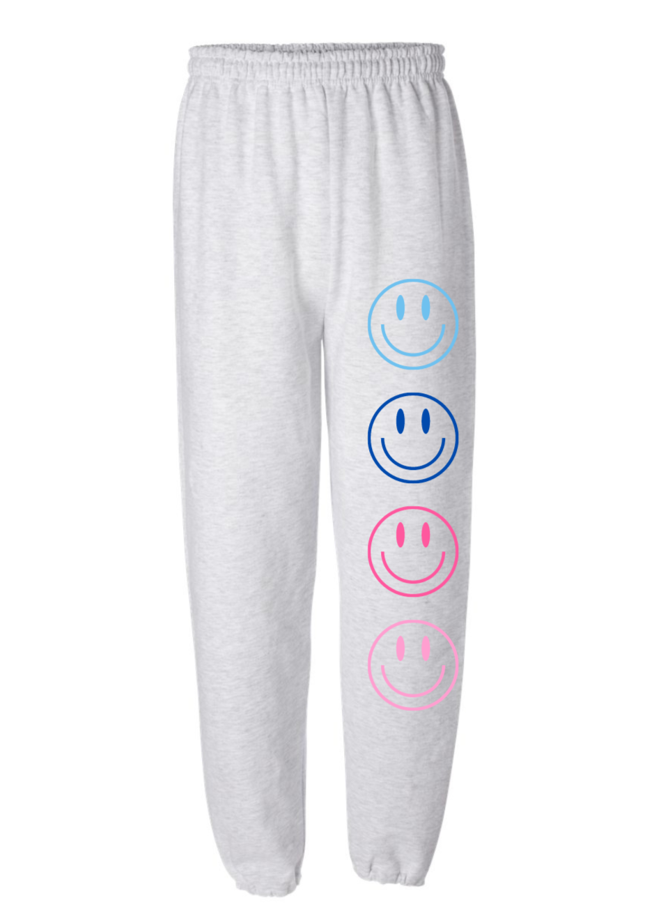 blue+pink smiley jogger style sweatpants