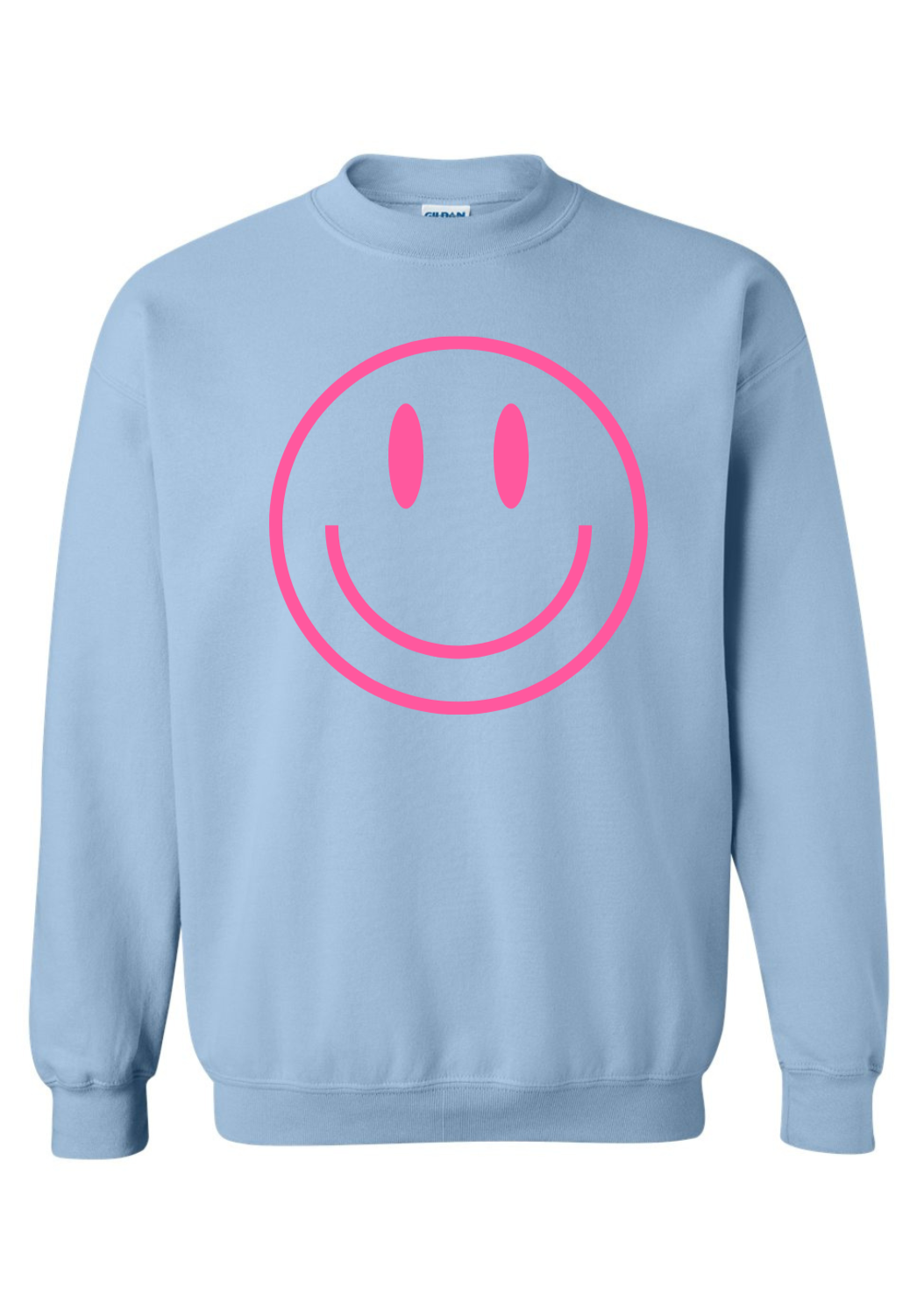 pink+blue smiley crewneck sweatshirt