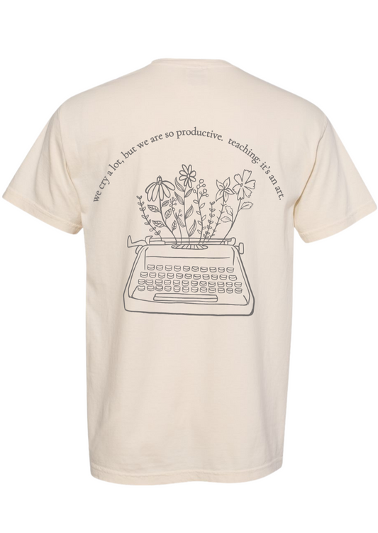 the tired teachers department t-shirt (typewriter)